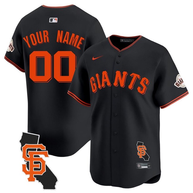 Men's San Francisco Giants Customized Black California Patch Vapor Premier Limited Stitched Jersey